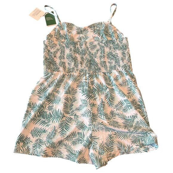 Halara XL Green Leaf Print Romper Shirred Pocket Casual Jumpsuit - Picture 10 of 10
